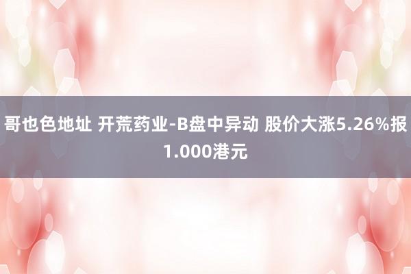 哥也色地址 开荒药业-B盘中异动 股价大涨5.26%报1.000港元