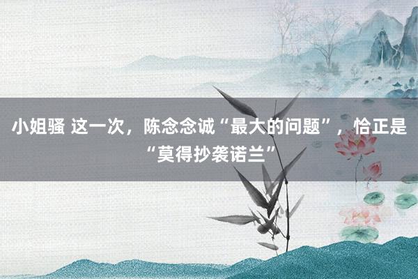 小姐骚 这一次，陈念念诚“最大的问题”，恰正是“莫得抄袭诺兰”