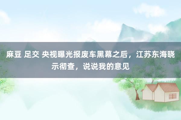 麻豆 足交 央视曝光报废车黑幕之后，江苏东海晓示彻查，说说我的意见